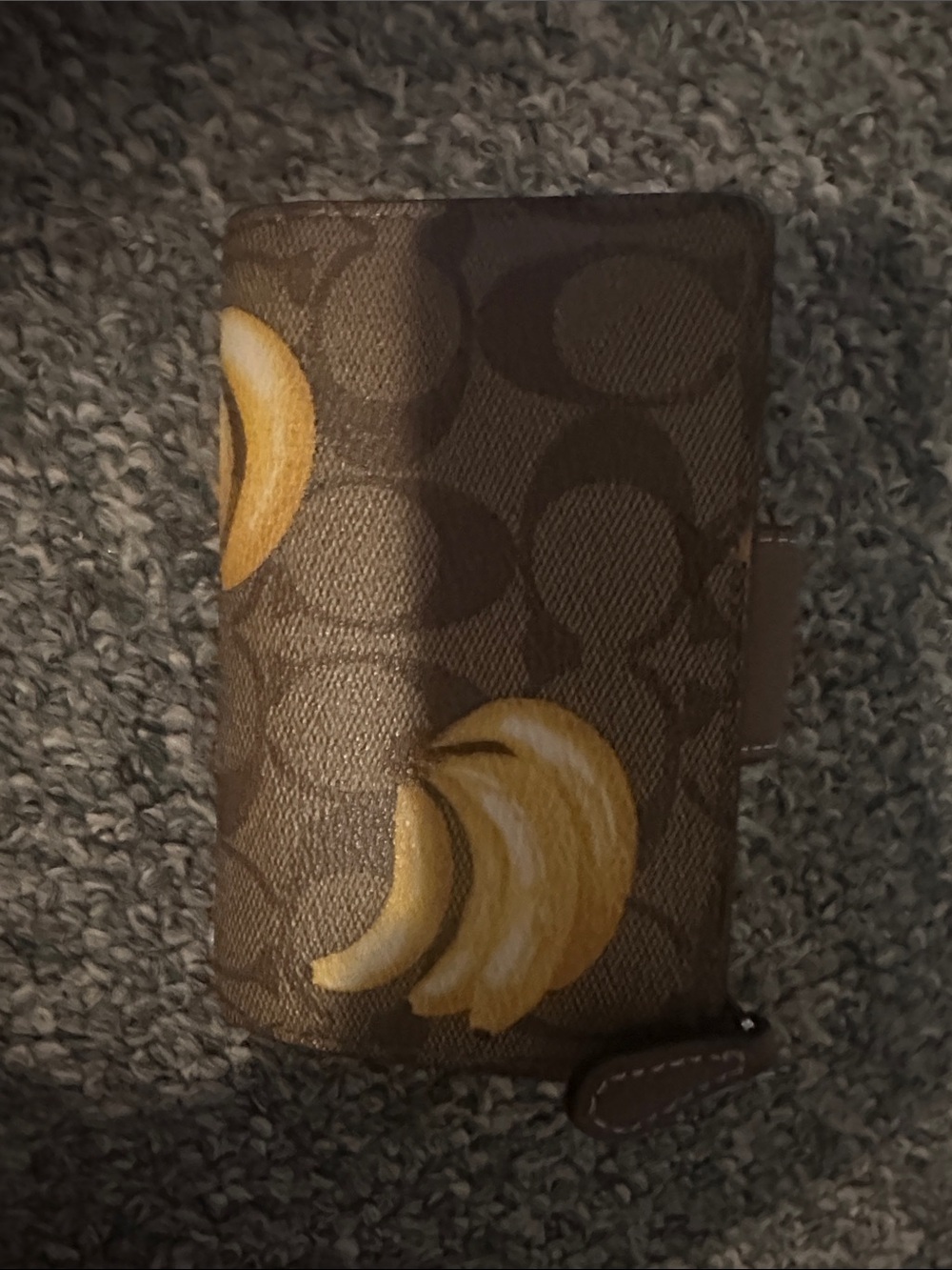 Coach Brown Medium Signature Canvas Wallet with Yellow Banana Print - Picture 3 of 3